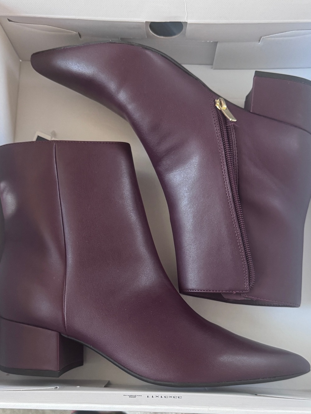 Marc Fisher Pointed Toe Block Heel Ankle Boots in Burgundy